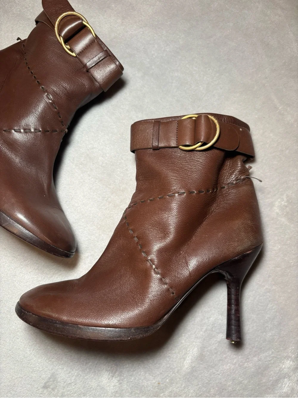 Chanel Vintage Interlocking CC Logo Brown Boots